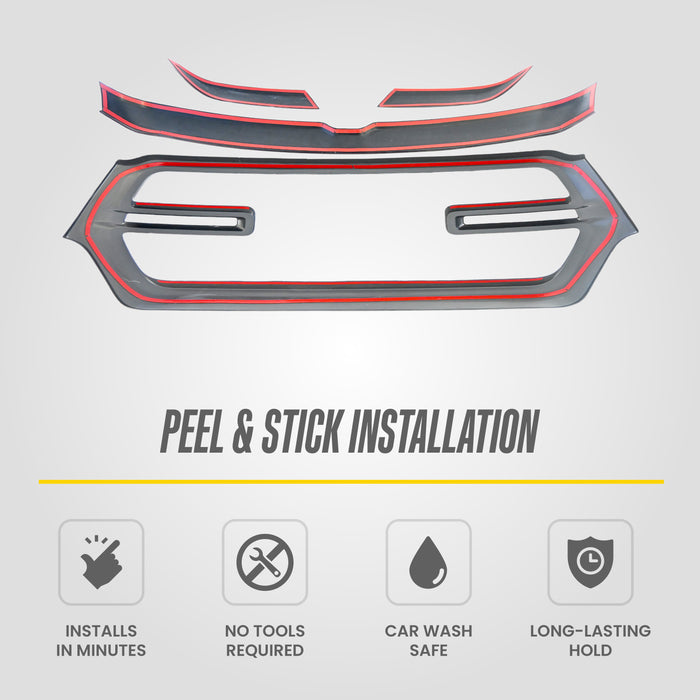 Peel and stick 3M adhesive - ABS6583BLK grille overlay for 2023 Ram 1500