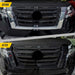 Before and after ABS6584BLK gloss black grille overlay on 2025 Nissan Pathfinder