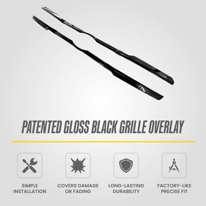 ABS6806BLK patented gloss black grille overlay for 2022 Ford Expedition - feature icons