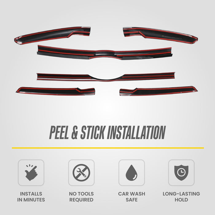Peel and stick installation: ABS6806BLK 2022 Ford Expedition gloss black grille overlay with pre-applied adhesive tape