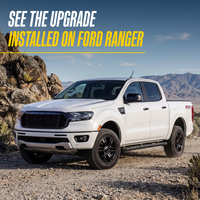 2021 Ford Ranger with Trim Illusion ABS6822BLK Gloss Black Grille Overlay installed