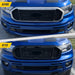 Before and after ABS6822BLK gloss black grille overlay on 2021 Ford Ranger