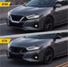 Before and after ABS6825BLK gloss black grille overlay on 2020 Nissan Maxima