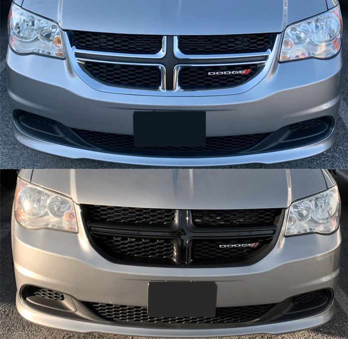 Chrome delete grille overlay dodge caravan before and after
