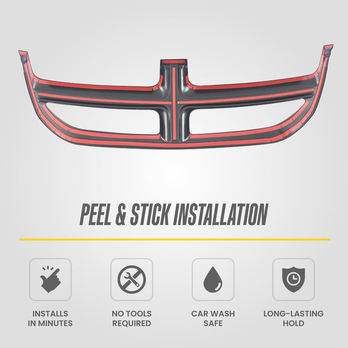 Peel and stick 3M adhesive - ABS6828BLK grille overlay for 2011 Dodge Grand Caravan