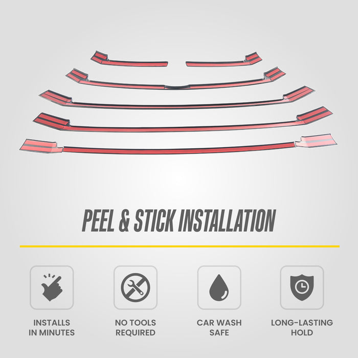 Peel and stick 3M adhesive - ABS6832BLK grille overlay for 2017 Toyota Highlander