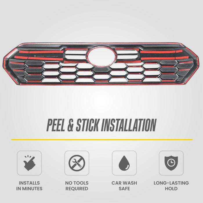 Peel & stick installation - ABS6835BLK gloss black grille overlay for 2024 Toyota Tacoma TRD