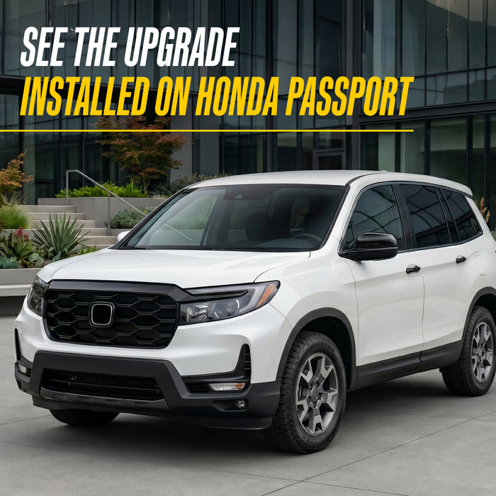 2022 Honda Passport with Trim Illusion ABS6838BLK Gloss Black Grille Overlay installed