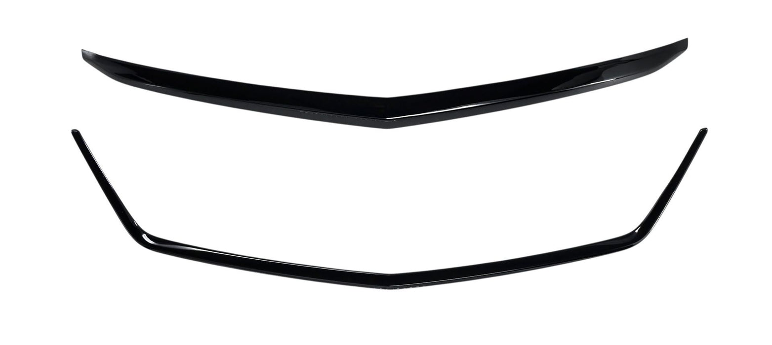 ABS6846BLK gloss black grille overlay for 2025 Cadillac XT4, front view, 2-piece set