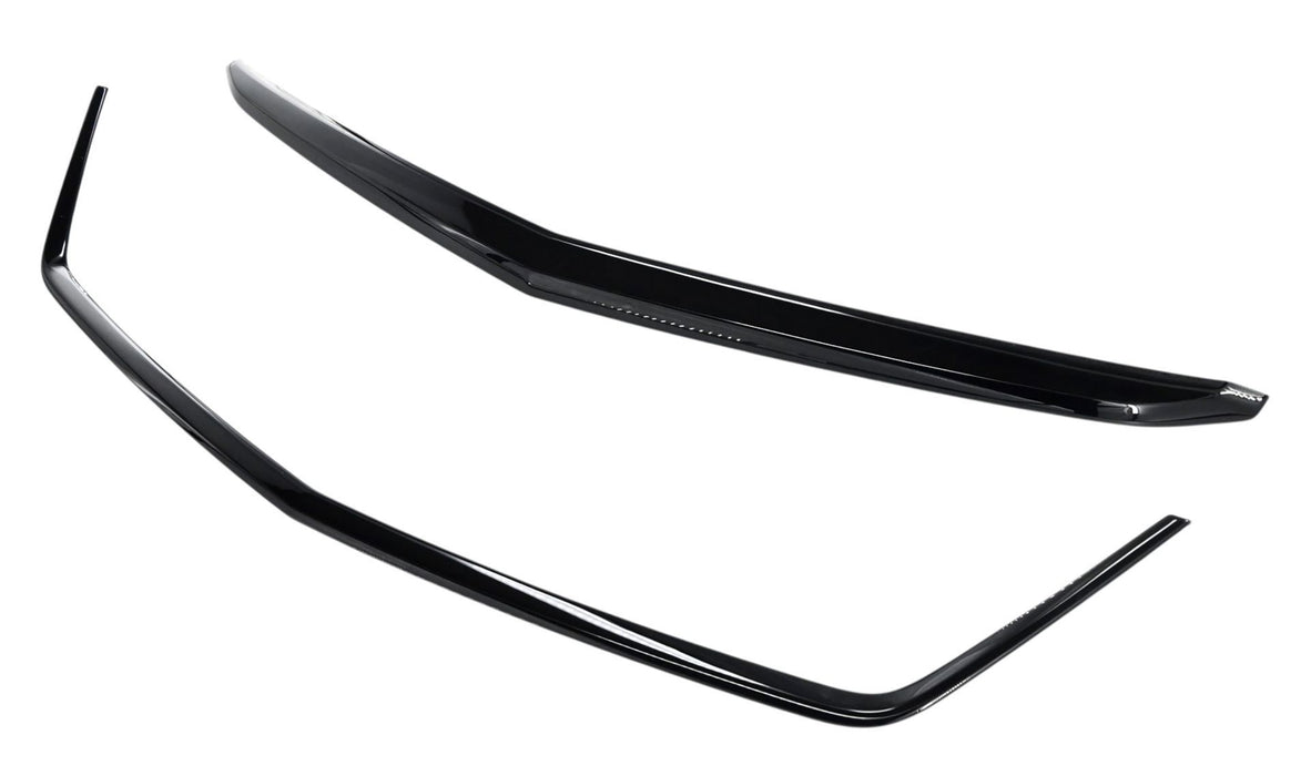 ABS6846BLK gloss black grille overlay for 2025 Cadillac XT4, angled view, 2-piece set