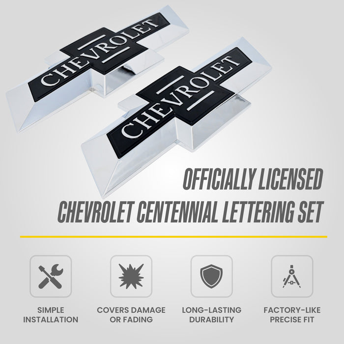Officially licensed CBT6721-6714BLK Chevrolet Centennial lettering set features for 2020 Chevrolet Colorado