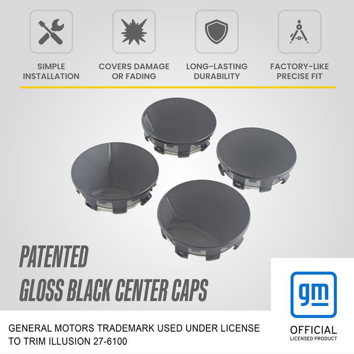 Patented CCAP6800BLK gloss black center caps - officially licensed GM product for 2025 Chevrolet Silverado 1500