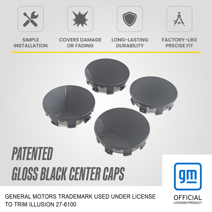 Patented CCAP6800BLK gloss black center caps - officially licensed GM product for 2021 Chevrolet Suburban