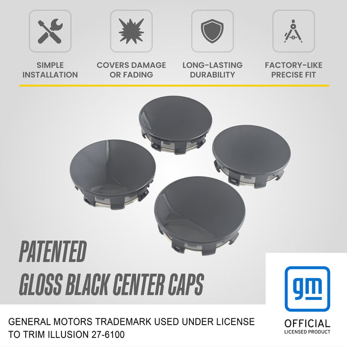 Patented CCAP6800BLK gloss black center caps - officially licensed GM product for 2021 Chevrolet Tahoe