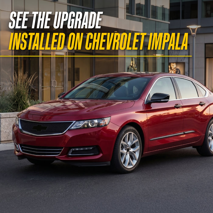 2017 Chevrolet Impala with Trim Illusion CCAP6804BLK Gloss Black Wheel Caps installed
