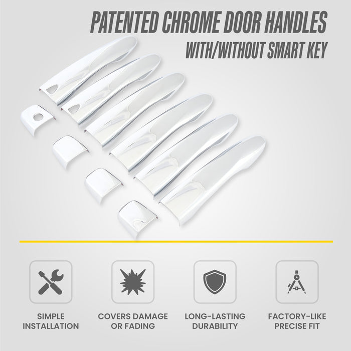 Patented DH285 chrome door handle covers with or without smart key for 2024 Nissan Versa