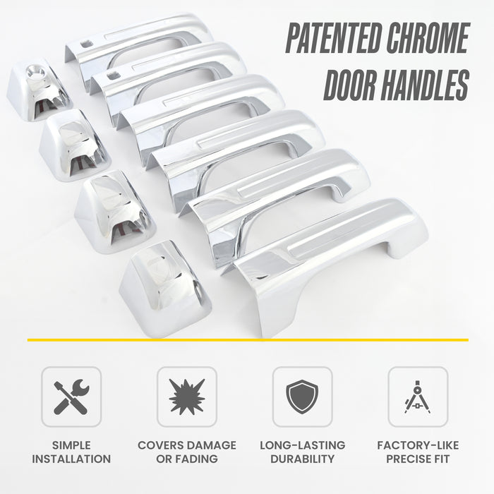 Patented DH296 chrome door handle covers for 2020 Ram 1500
