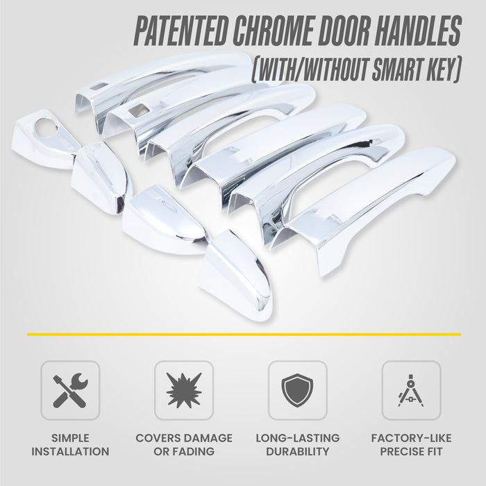 Patented DH297 chrome door handle covers with or without Smart Key, for 2017 Hyundai Tucson