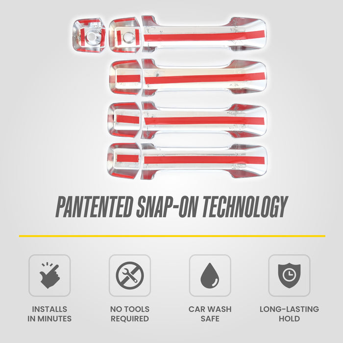 Snap-on installation - DH301 chrome door handle covers for 2022 Toyota Sequoia