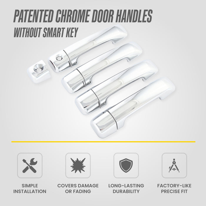 Patented DH301 chrome door handle covers without smart key for 2009 Toyota Tundra