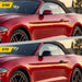 Before and after DH6338BLK gloss black door handle covers on 2025 Ford Mustang