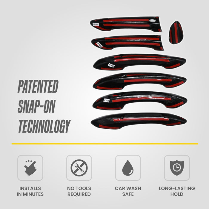 Peel and stick installation: DH6350BLK 2024 Hyundai Tucson gloss black door handle covers with pre-applied adhesive tape