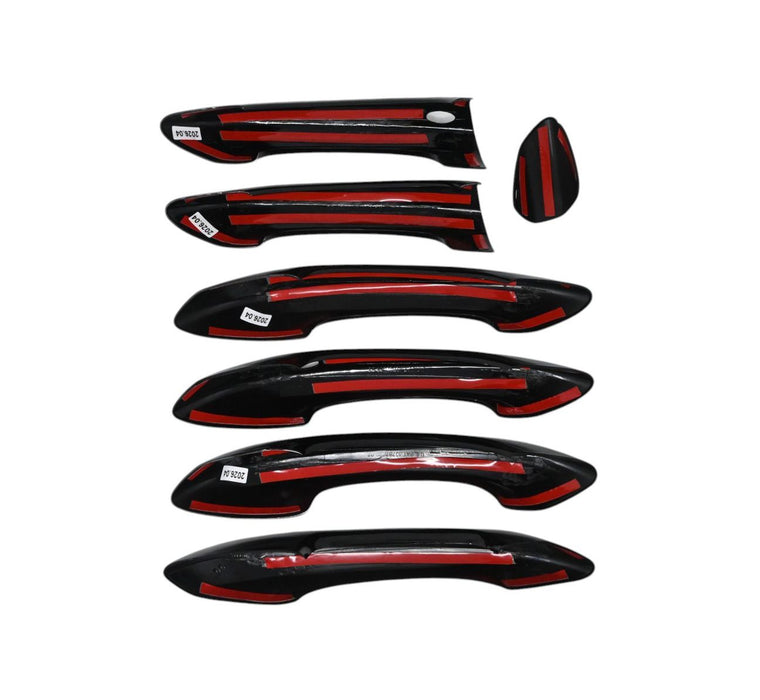 Back of DH6350BLK gloss black door handle covers with pre-applied red-backed adhesive tape for 2025 Hyundai Tucson