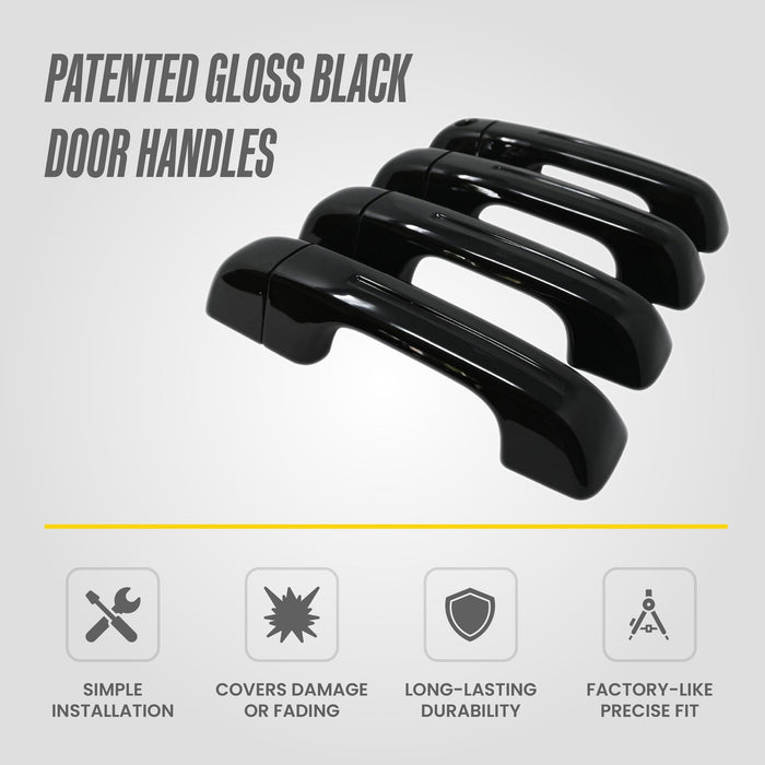 DH6357BLK patented gloss black door handle covers for 2025 Ram 1500 - feature icons