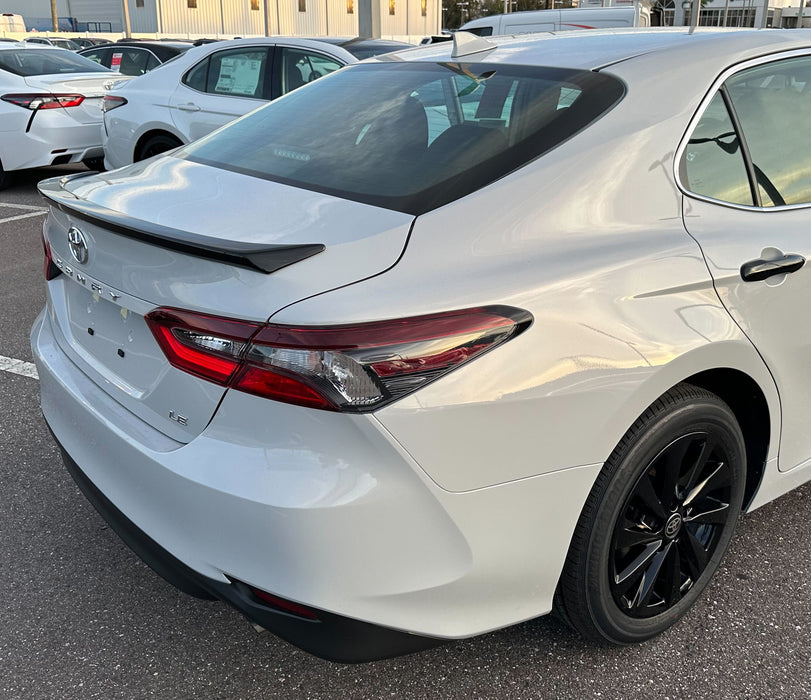 Chrome delete black spoiler installed on 2025 toyota camry
