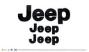 LET200BLK gloss black lettering set for 2024 Jeep Gladiator, front view, 3-piece set