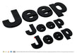 LET200BLK gloss black lettering set for 2023 Jeep Gladiator, angled view, 3-piece set