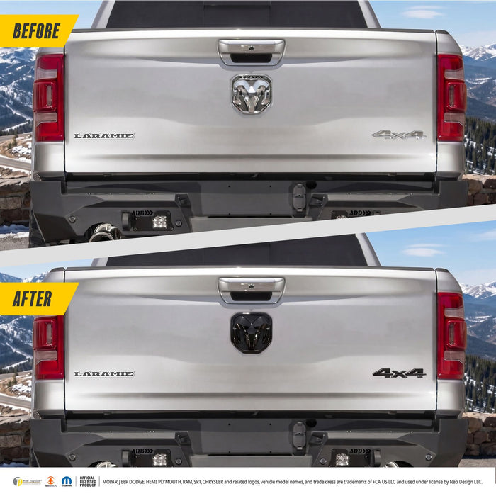 Before and after: Ram 1500 factory look vs LET800BLK gloss black lettering set