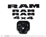 LET800BLK gloss black lettering set for 2023 Ram 1500, front view, 5-piece set