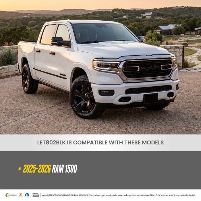 LET802BLK compatibility: fits 2025-2026 Ram 1500, shown on a Ram 1500
