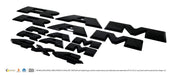 LET802BLK gloss black lettering set for 2025 Ram 1500, second angled view, 5-piece set