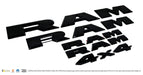 LET802BLK gloss black lettering set for 2025 Ram 1500, angled view, 5-piece set