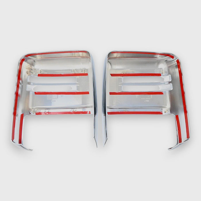 Back of MC364 chrome mirror covers with pre-applied red-backed adhesive tape for 2024 GMC Sierra HD