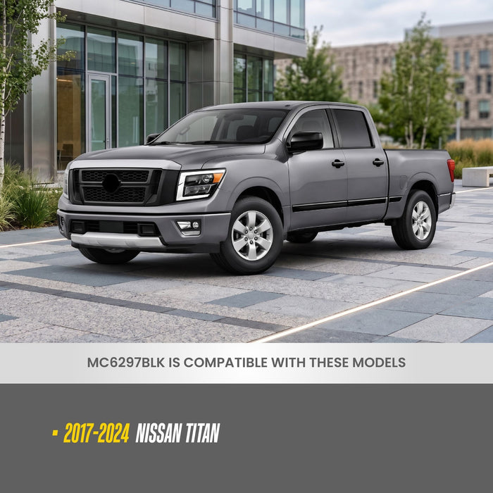 MC6297BLK gloss black chrome delete mirror covers for 2023 Nissan Titan - image 2