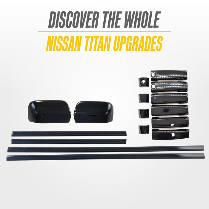 MC6297BLK gloss black chrome delete mirror covers for 2019 Nissan Titan - image 1