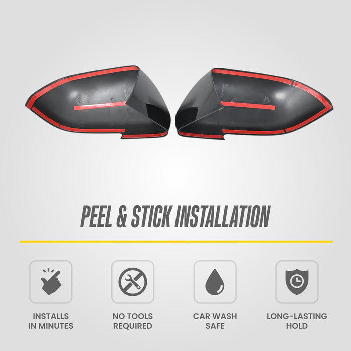 Peel and stick 3M adhesive - MC6333BLK mirror covers for 2025 Ford Expedition