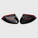 Two black Kia Sportage car mirror covers on a white background
