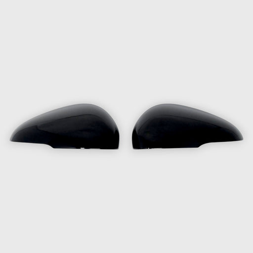 Two black car mirrors on a white background