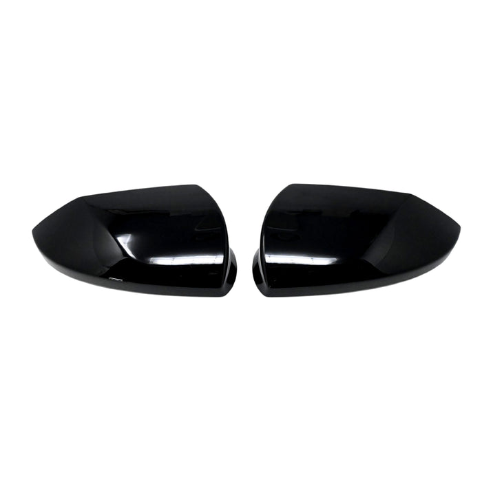 Pair of gloss black tape-on mirror covers MC6391BLK for 2024 Hyundai Elantra, left and right