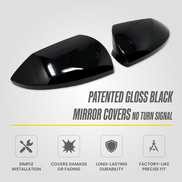 Patented MC6391BLK Gloss Black Mirror Covers, no turn signal, for 2026 Hyundai Elantra - simple install, covers damage, durable, factory-like fit
