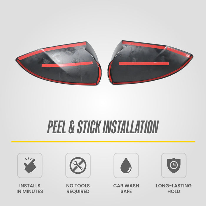 MC6391BLK mirror covers for 2023 Hyundai Elantra with pre-applied adhesive tape - peel and stick, no tools, car wash safe