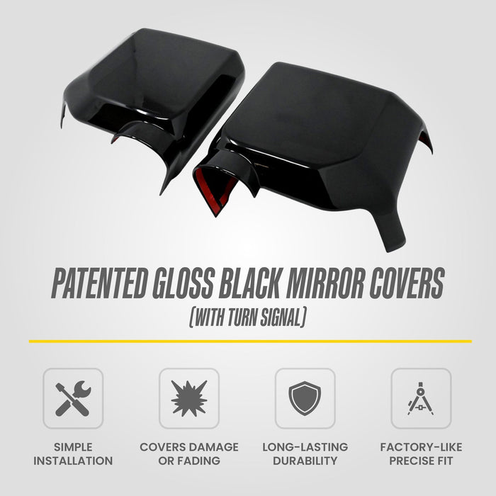 MC6393BLK patented gloss black mirror covers for 2024 Lexus GX550 - feature icons