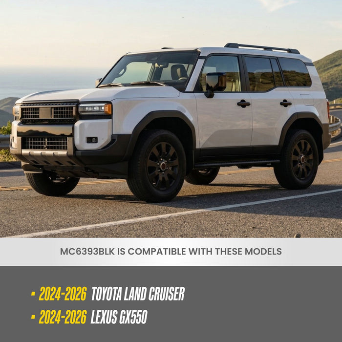 MC6393BLK compatibility: fits 2024-2026 Lexus GX550 and Toyota Land Cruiser, shown on a Toyota Land Cruiser