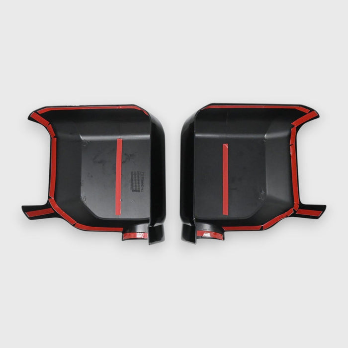 Back of MC6393BLK gloss black mirror covers with pre-applied red-backed adhesive tape for 2024 Toyota Land Cruiser