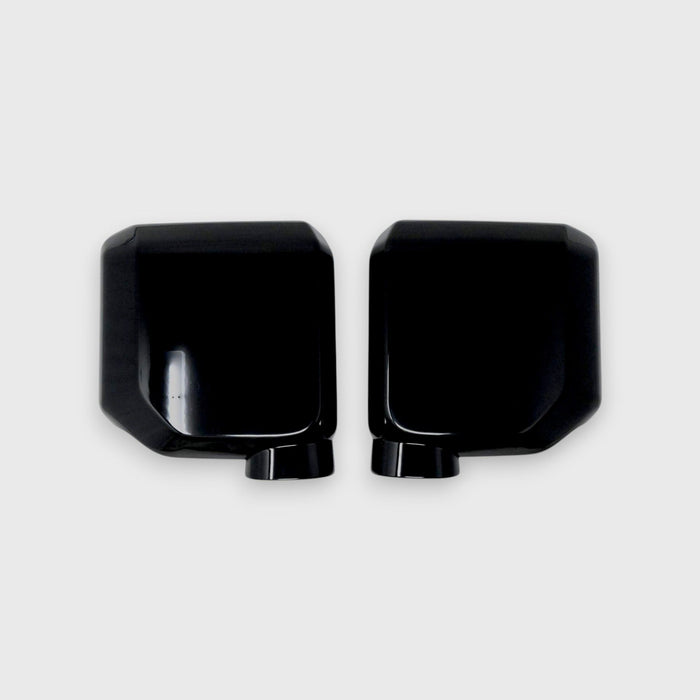 MC6393BLK gloss black mirror covers for 2024 Toyota Land Cruiser, front view, 2-piece set