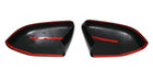 Back of MC6394BLK gloss black mirror covers with pre-applied red-backed adhesive tape for 2025 Ford Explorer